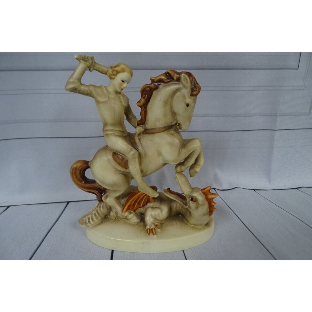 Saint George And The Dragon Goebel Hummel Figurine #55 TMK5 Last Bee Mark